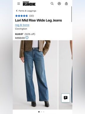 rag & bone Mid-Rise Wide Leg Jeans